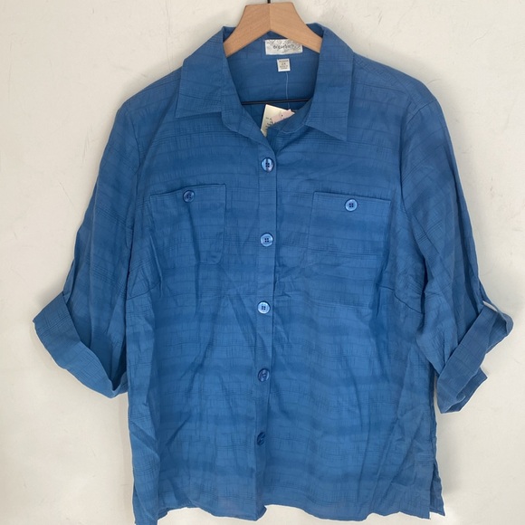 (BN38) Lot of 3 Dress barn button front roll tab 1/4 sleeves tops, NWT - Picture 5 of 12